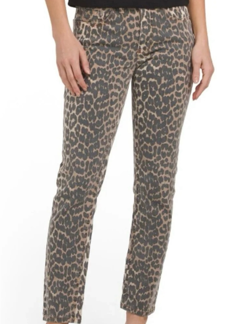 MID RISE STRAIGHT ANKLE JEANS CHEETAH/LEOPARD PRINT